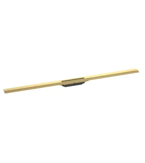 Duschrinne in polierter Goldoptik mit einer flexiblen Konstruktion, geeignet für den Einbau in duschbereich. Von der Marke Hansgrohe.